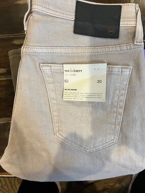 Ag Adriano Goldschmied The Everett Slim Straight Jeans in Light Beige